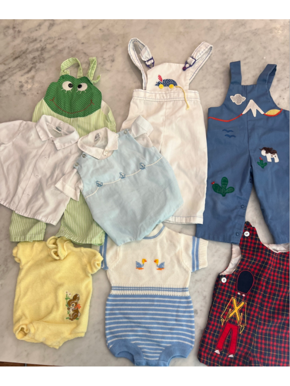 Bundle 8 Vintage Heirloom Baby Rompers Overalls 70s 80s Cute Togs Wonderalls